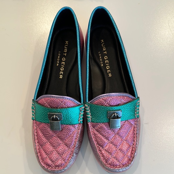 Kurt Geiger Shoes - New Kurt Geiger Pink and Green Women's Loafers. Size 38.5.
